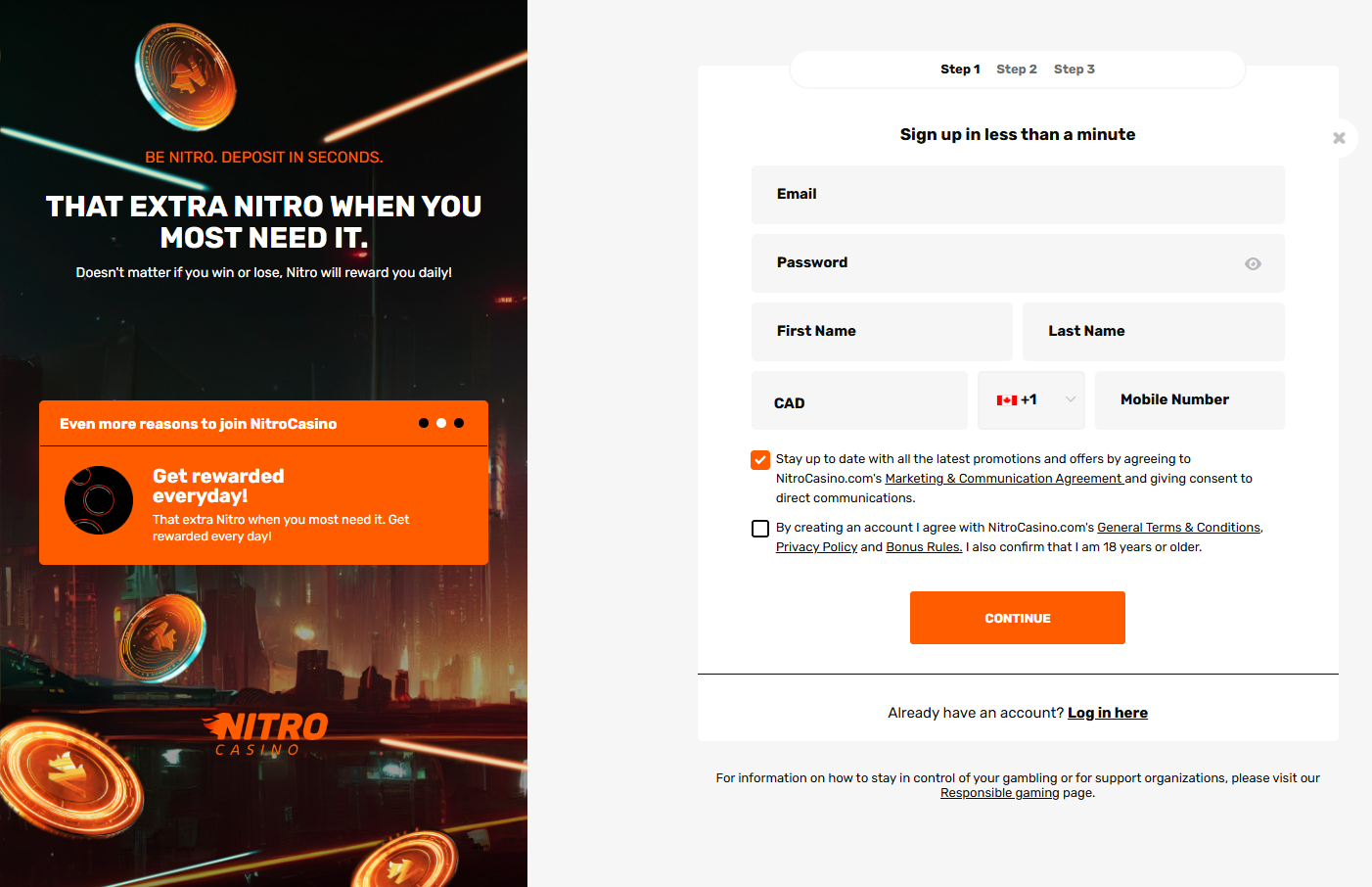 Nitro Casino sign up